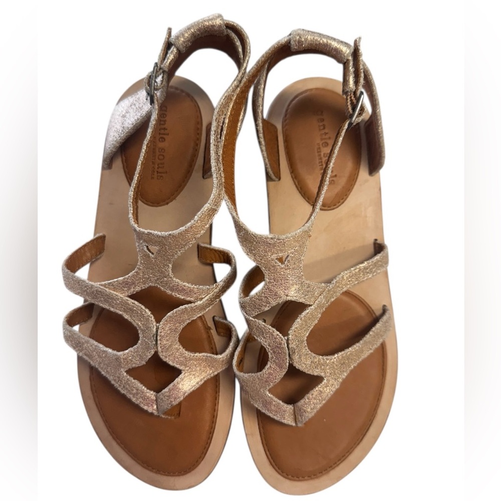 Gentle Souls Upon a Star Rose Gold Metallic Sandals Size 7.5M